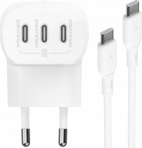 Zasilacz do laptopa Belkin Belkin BOOST Charge USB-C 67W 3xUSB-C + Cable WCC002vf2MWH-B6 1