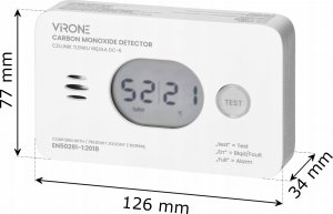 Orno ORNO CZUJNIK TLENKU WĘGLA 2xAA 16