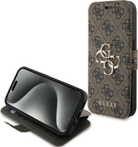 Guess Guess GUBKP15L4GMGBR iPhone 15 Pro 6.1" brązowy/book book 4G Metal Logo 1