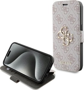 Guess Guess GUBKP15L4GMGPI iPhone 15 Pro 6.1" różowy/pink book 4G Metal Logo 1