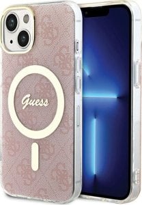 Guess Guess GUHMP15SH4STP iPhone 15 / 14 / 13 6.1" różowy/pink hardcase IML 4G MagSafe 1