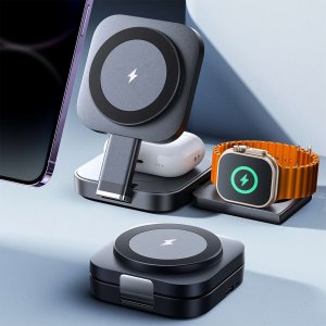 Alogy Ładowarka indukcyjna Qi Mag Safe 15W do iPhone Apple Watch AirPods bezprzewodowa 3w1 Stacja dokująca czarna 8