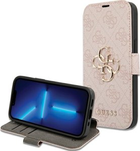 Guess Etui Guess GUBKP15S4GMGPI Apple iPhone 15 / 14 / 13 book 4G Metal Logo różowy/pink 1