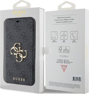 Guess Etui Guess GUBKP15S4GMGGR Apple iPhone 15 / 14 / 13 book 4G Metal Logo szary/grey 11