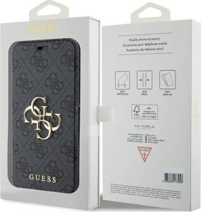 Guess Etui Guess GUBKP15S4GMGGR Apple iPhone 15 / 14 / 13 book 4G Metal Logo szary/grey 18