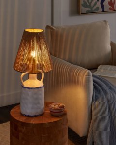 Lampa stołowa Beliani Lampa stołowa ceramiczna biała LARISSOS 2