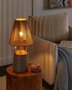 Lampa stołowa Beliani Lampa stołowa ceramiczna beżowoszara LARISSOS 2