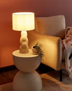 Lampa stołowa Beliani Lampa stołowa ceramiczna beżowa VILAR 2