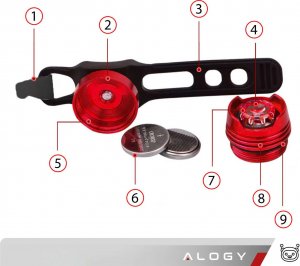 Alogy Lampka rowerowa tylna na tył roweru oświetlenie LED światełko światło tylnie czerwona aluminiowa wodoodporna IPX4 50lm Alogy 14
