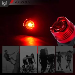 Alogy Lampka rowerowa tylna na tył roweru oświetlenie LED światełko światło tylnie czerwona aluminiowa wodoodporna IPX4 50lm Alogy 2