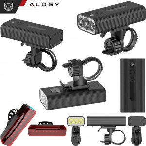 Alogy Lampka rowerowa przód + tył LED przednia tylna światło roweru oświetlenie wodoodporna IPX5 USB światełko na rower Alogy 2