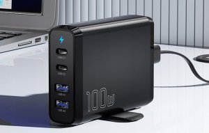 Ładowarka Essager Ładowarka sieciowa 2xUSB-C 2xUSB-A 100W Essager GaN (czarna) 5