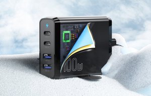 Ładowarka Essager Ładowarka sieciowa 2xUSB-C 2xUSB-A 100W Essager GaN (czarna) 8