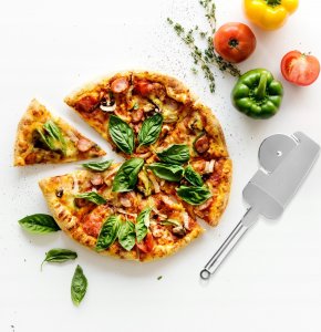 Teesa Nóż do pizzy z tarczą tnącą, zębami tnącymi brzegi oraz łopatką z zaciskiem 4