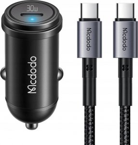 Ładowarka Mcdodo Ładowarka samochodowa CC-7493 z wyświetlaczem, USB-C, 5A, 65W + kabel USB-C 1m 100W (czarny) 2
