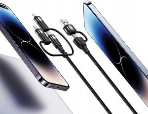 Kabel USB Usams USB-A - 2x USB-C + Lightning + microUSB 2 m Czarny (USA1079) 6