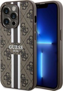 Guess Guess GUHMP15LP4RPSW iPhone 15 Pro 6.1" brązowy/brown hardcase 4G Printed Stripes MagSafe 1