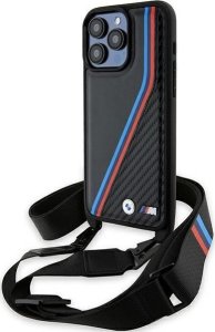 BMW BMW BMHCP15X23PSVTK iPhone 15 Pro Max 6.7" czarny/black hardcase M Edition Carbon Tricolor Lines & Strap 1