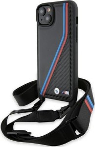 BMW BMW BMHCP15S23PSVTK iPhone 15 / 14 / 13 czarny/black hardcase M Edition Carbon Tricolor Lines & Strap 1