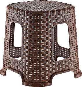 Korona Shops Taboret średni krzesło stołek Rattan Brąz 1