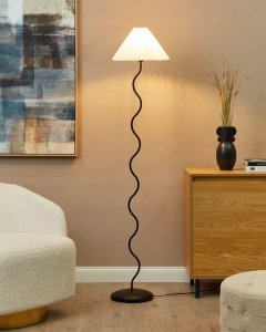 Lampa podłogowa Beliani Lampa podłogowa metalowa czarna z białym JIKAWO 2