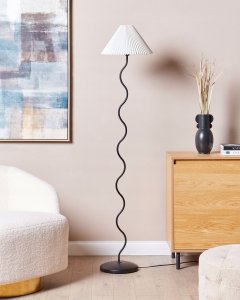 Lampa podłogowa Beliani Lampa podłogowa metalowa czarna z białym JIKAWO 4