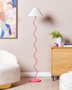 Lampa podłogowa Beliani Lampa podłogowa metalowa różowa z białym JIKAWO 3