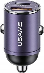 Ładowarka Usams Ładowarka samochodowa USAMS C38 USB-A, USB-C 30W PD Fast Charge fioletowy/purple 1