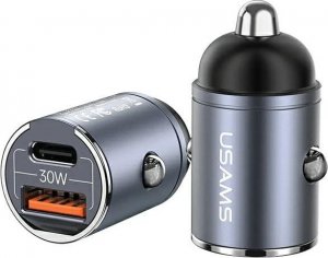 Ładowarka Usams Ładowarka samochodowa USAMS C38 USB-A, USB-C 30W PD Fast Charge fioletowy/purple 5