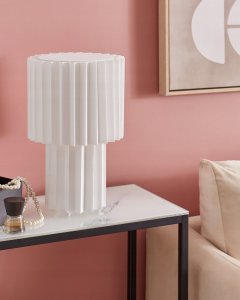 Lampa stołowa Beliani Lampa stołowa lniana biała ALFEIOS 4