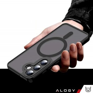 Alogy Etui do Samsung Galaxy S24 obudowa Mag Safe Case pokrowiec plecki na telefon MagMat matowe czarne 4