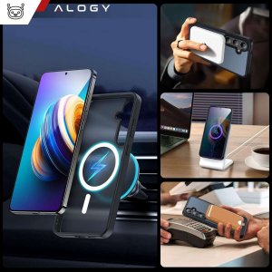 Alogy Etui do Samsung Galaxy S24 obudowa Mag Safe Case pokrowiec plecki na telefon MagMat matowe czarne 5