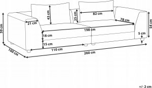 Beliani Sofa 3-osobowa jasnoszara LERMON 3