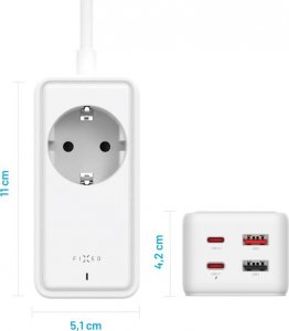 Ładowarka Fixed Listwa ładująca GaN III - 2xUSB-C/2xUSB, 3m, PD 65W, biała 7