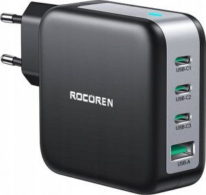 Ładowarka Rocoren Ładowarka sieciowa Rocoren 3x USB-C, 1x USB, Power Delivery 3.0, GaN, 100W (czarna) 1