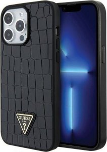 Guess GUESS GUHCP15XPCRTHCK IPHONE 15 PRO MAX 6.7" CZARNY/BLACK HARDCASE CROCO TRIANGLE METAL LOGO standard 1