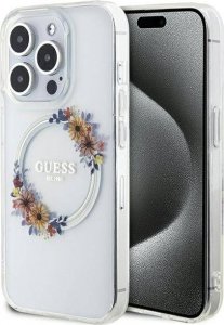 Guess GUESS GUHMP15XHFWFCT IPHONE 15 PRO MAX 6.7" TRANSPARENT HARDCASE IML FLOWERS WREATCH MAGSAFE standard 1