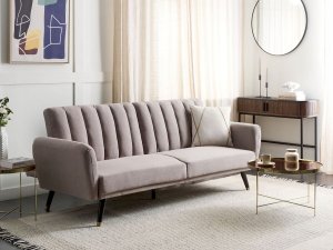 Beliani Sofa rozkładana jasnobrązowa VIMMERBY 2