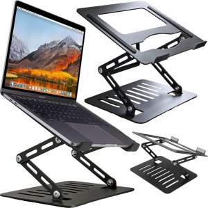 Podstawka pod laptopa Alogy Uchwyt na laptop Macbook tablet 17" stojak podstawka składany regulowany aluminiowy na biurko 25 x 21.5cm Alogy Grafitowy 1