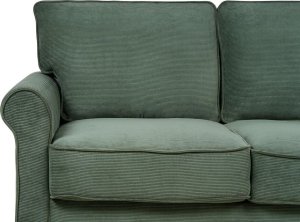 Beliani Sofa 3-osobowa sztruksowa ciemnozielona RONNEBY 5
