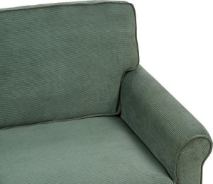 Beliani Sofa 3-osobowa sztruksowa ciemnozielona RONNEBY 6
