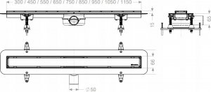 Kessel Odpływ liniowy prysznicowy Linearis Compact, L=850, odpływ boczny DN50 z matą fabrycznie zamont. 3
