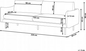 Beliani Sofa 3-osobowa welurowa beżowa VINTERBRO 3