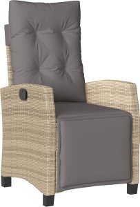 vidaXL Rozkładany fotel ogrodowy z podnóżkiem, mieszany beż, rattan PE 2