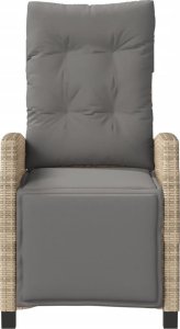 vidaXL Rozkładany fotel ogrodowy z podnóżkiem, mieszany beż, rattan PE 4