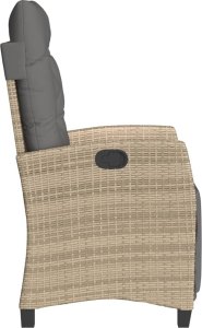 vidaXL Rozkładany fotel ogrodowy z podnóżkiem, mieszany beż, rattan PE 5