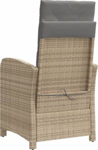 vidaXL Rozkładany fotel ogrodowy z podnóżkiem, mieszany beż, rattan PE 6