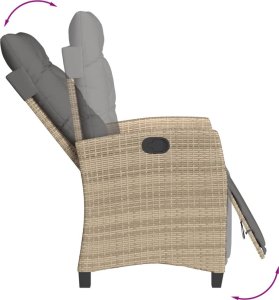vidaXL Rozkładany fotel ogrodowy z podnóżkiem, mieszany beż, rattan PE 7