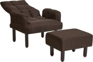 Beliani Fotel rozkładany z podnóżkiem OLAND brązowy 4