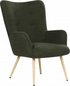 Beliani Fotel z podnóżkiem boucle ciemnozielony VEJLE 4